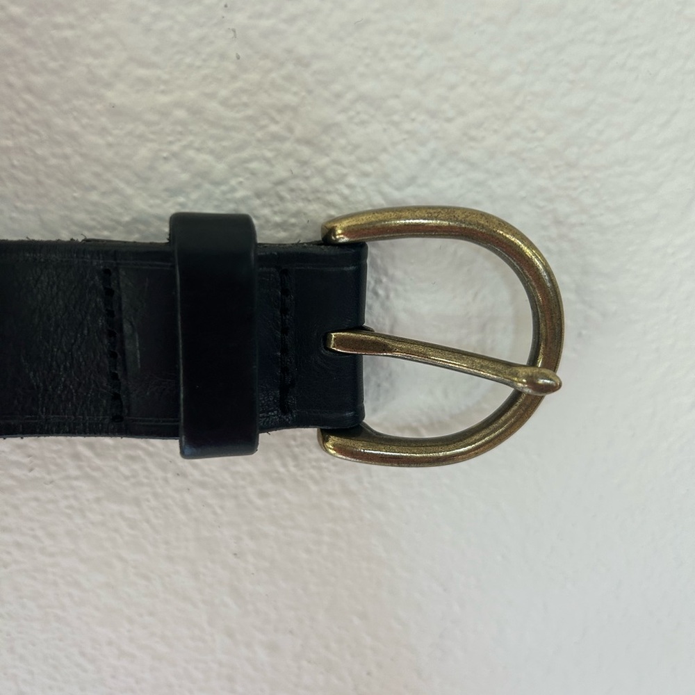 Madewell Black Leather Belt with Brass Buckle